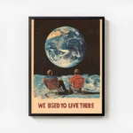 poster astronautes regardant la terre avec cadre.webp