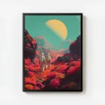 poster astronautes retro futuriste avec cadre.webp