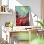 poster astronautes retro futuriste bureau.webp