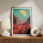 poster astronautes retro futuriste meuble.webp