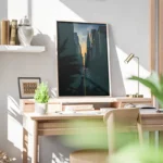 poster avenue urbaine au coucher de soleil bureau.webp