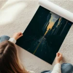 poster avenue urbaine au coucher de soleil en rouleau.webp