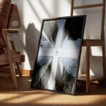 poster avion moderne sur fond urbain encadre.webp