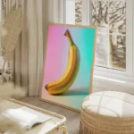 poster banane couleur pastel salon beige.webp