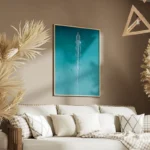poster bateau sur eau turquoise salon.webp