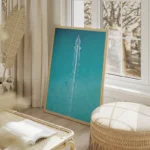 poster bateau sur eau turquoise salon beige.webp