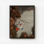 poster bateaux sur une plage avec cadre.webp