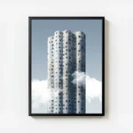 poster batiment cylindrique moderne avec cadre.webp