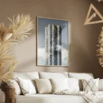 poster batiment cylindrique moderne salon.webp