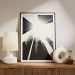 poster batiments vue de bas en noir et blanc meuble.webp