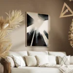 poster batiments vue de bas en noir et blanc salon.webp