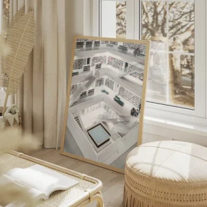 poster bibliotheque moderne stuttgart salon beige.webp