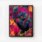 poster black panther street art avec cadre.webp