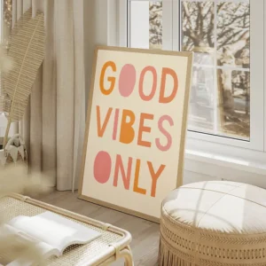 poster bonne humeur uniquement salon beige.webp