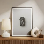poster camera vintage noir et argent meuble.webp