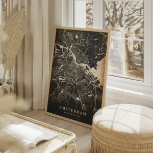 poster carte amsterdam vintage salon beige.webp