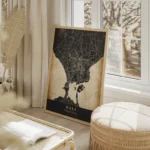 poster carte bali vintage salon beige.webp