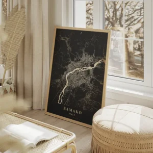 poster carte bamako vintage salon beige.webp