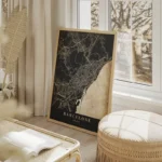 poster carte barcelona vintage salon beige.webp