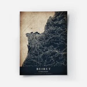 poster carte beirut vintage.webp