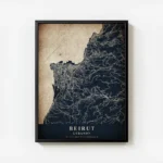 poster carte beirut vintage avec cadre.webp