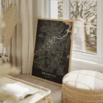 poster carte brisbane vintage salon beige.webp