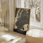poster carte brooklyn vintage salon beige.webp