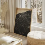 poster carte calais vintage salon beige.webp