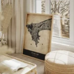 poster carte dakar vintage salon beige.webp