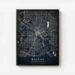poster carte dallas vintage avec cadre.webp