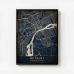poster carte detroit vintage avec cadre.webp