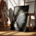 poster carte detroit vintage encadre.webp