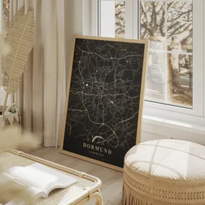 poster carte dortmund vintage salon beige.webp