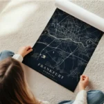 poster carte frankfurt vintage en rouleau.webp