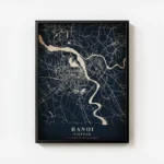 poster carte hanoi vintage avec cadre.webp