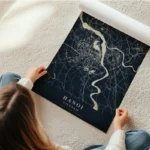 poster carte hanoi vintage en rouleau.webp