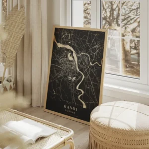 poster carte hanoi vintage salon beige.webp