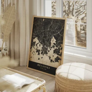 poster carte helsinki vintage salon beige.webp