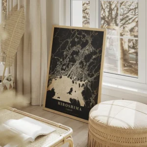 poster carte hiroshima vintage salon beige.webp