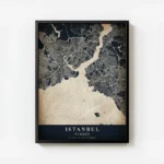 poster carte istanbul vintage avec cadre.webp
