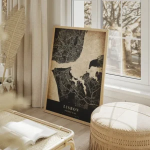poster carte lisbon vintage salon beige.webp