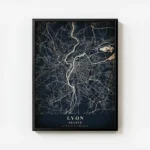 poster carte lyon vintage avec cadre.webp