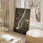 poster carte manhattan vintage salon beige.webp