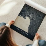 poster carte melbourne vintage en rouleau.webp
