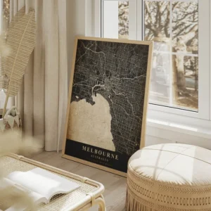 poster carte melbourne vintage salon beige.webp