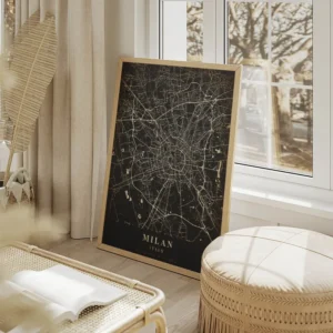 poster carte milan vintage salon beige.webp