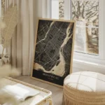poster carte montreal vintage salon beige.webp