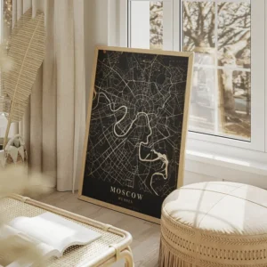 poster carte moscow vintage salon beige.webp