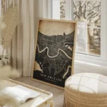 poster carte new orleans vintage salon beige.webp