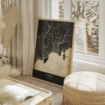 poster carte nice vintage salon beige.webp